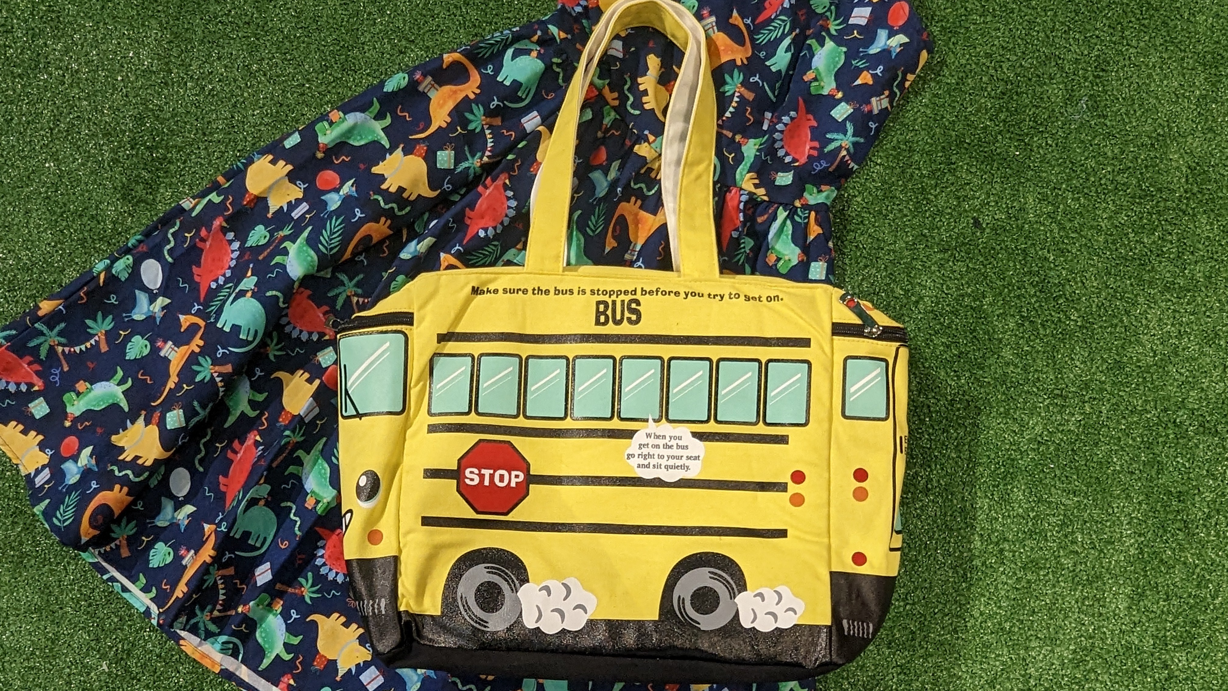 Large Yellow Bus Tote Bag Hidden Gems Novelty