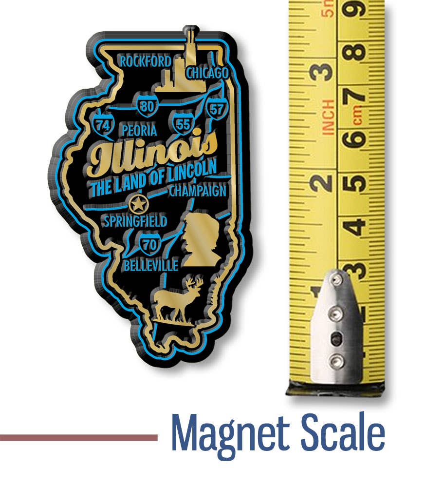 Illinois Premium State Magnet Made in USA - Hidden Gems Novelty
