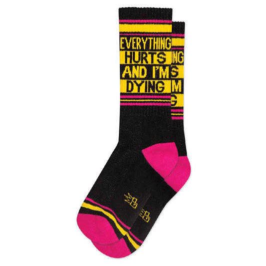 Everything Hurts and I'm Dying Ribbed Gym Socks - Hidden Gems Novelty