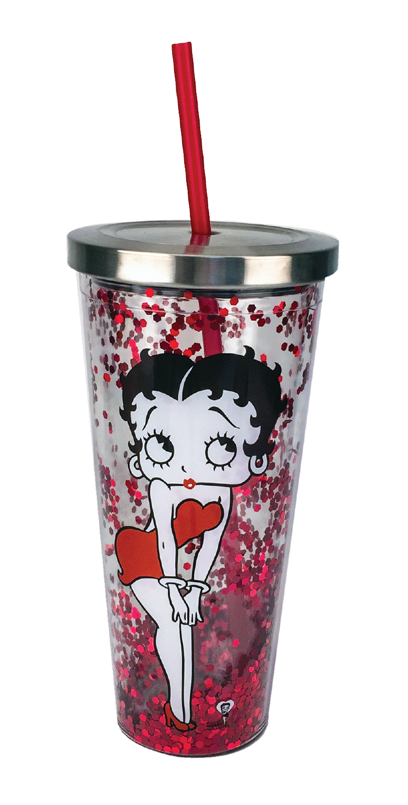 Betty Boop Glitter Cup with Straw