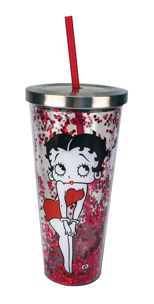 Betty Boop Glitter Cup with Straw