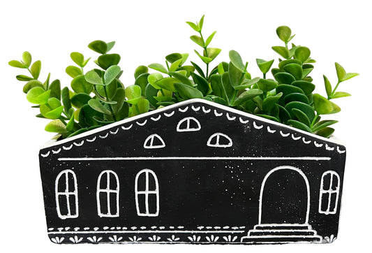 Large black and white House Abode Planter