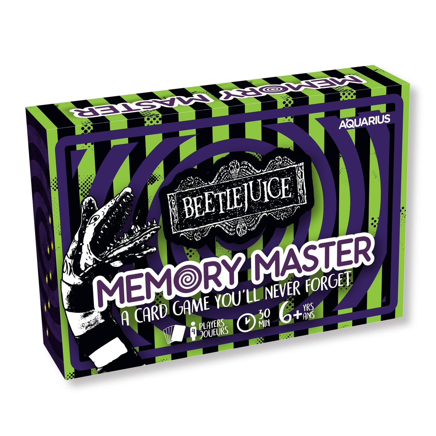 Put your memory skills to the test with this Beetlejuice Memory Master Card Game for the whole family! Partner up and compete, then crown the Memory Master. Perfect for ages 6 and up. Perfect Beetlejuice gift for all fans. Officially licensed merchandise.