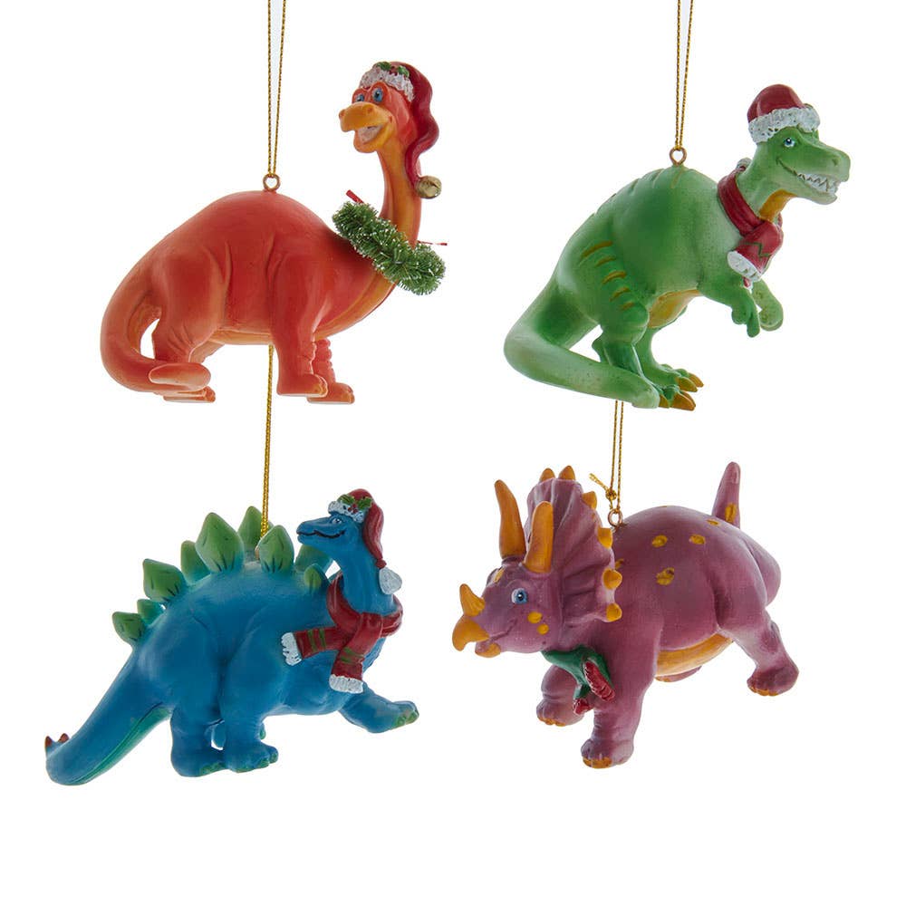 4 inch milti-color dinosaur Christmas ornament