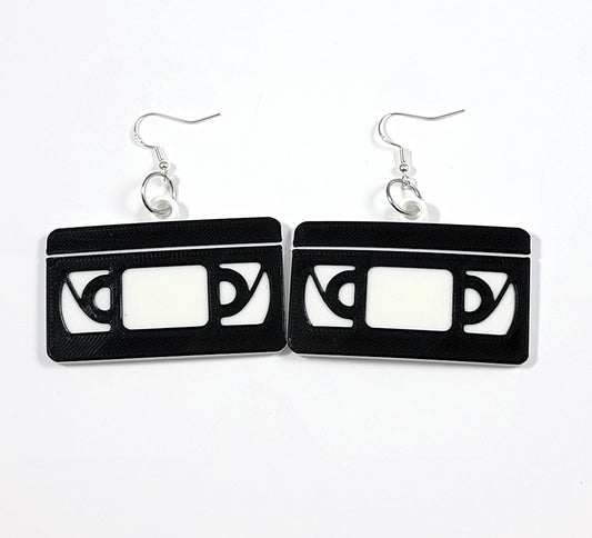 VHS Tape Statement Earrings 3D Printed