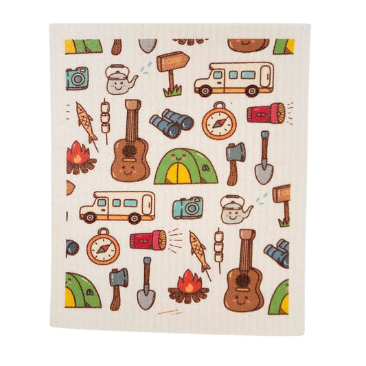 Summer RV Camping Collage Swedish Dishcloths - Sponge cloth