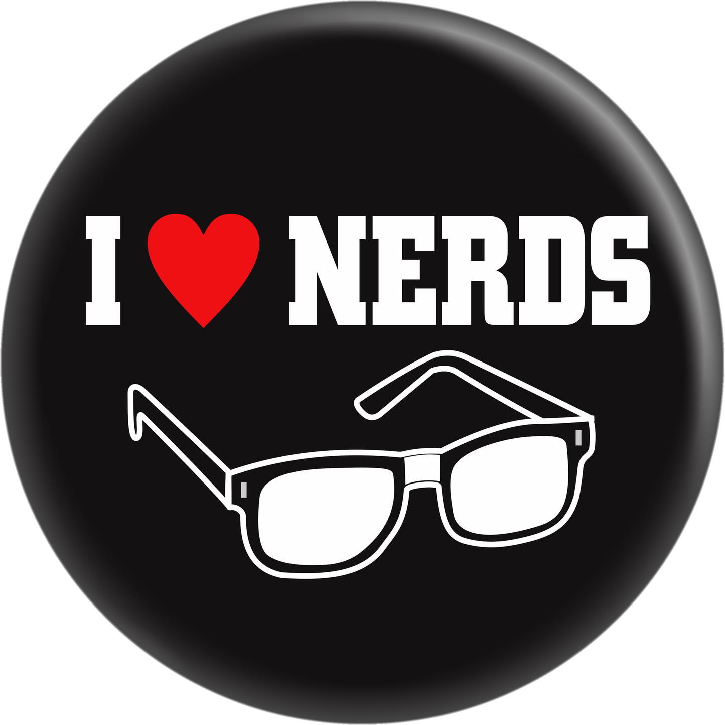 I love nerds (w/ Glasses, Heart) 1 inch Pin-on Button