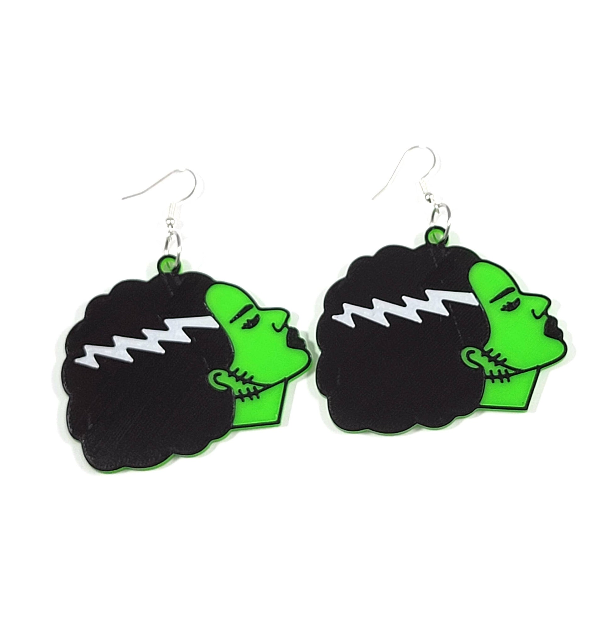 Monster Bride Spooky Horror Statement Earrings 3D Printed - Hidden Gems Novelty