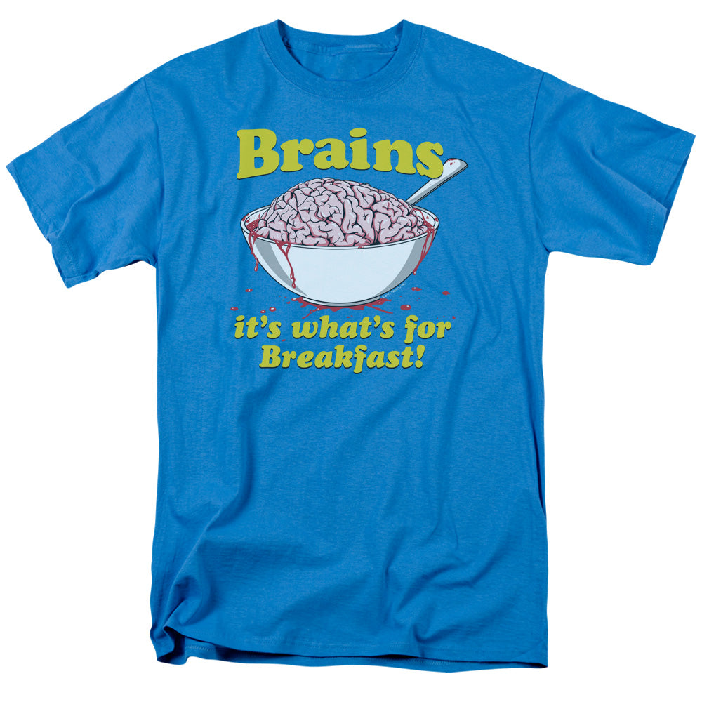 Zombie Breakfast Regular Fit Blue Short Sleeve Shirt