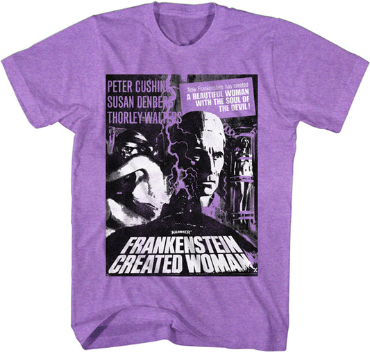 Frankenstein Created Woman Hammer Horror Purple Short Sleeve Shirt
