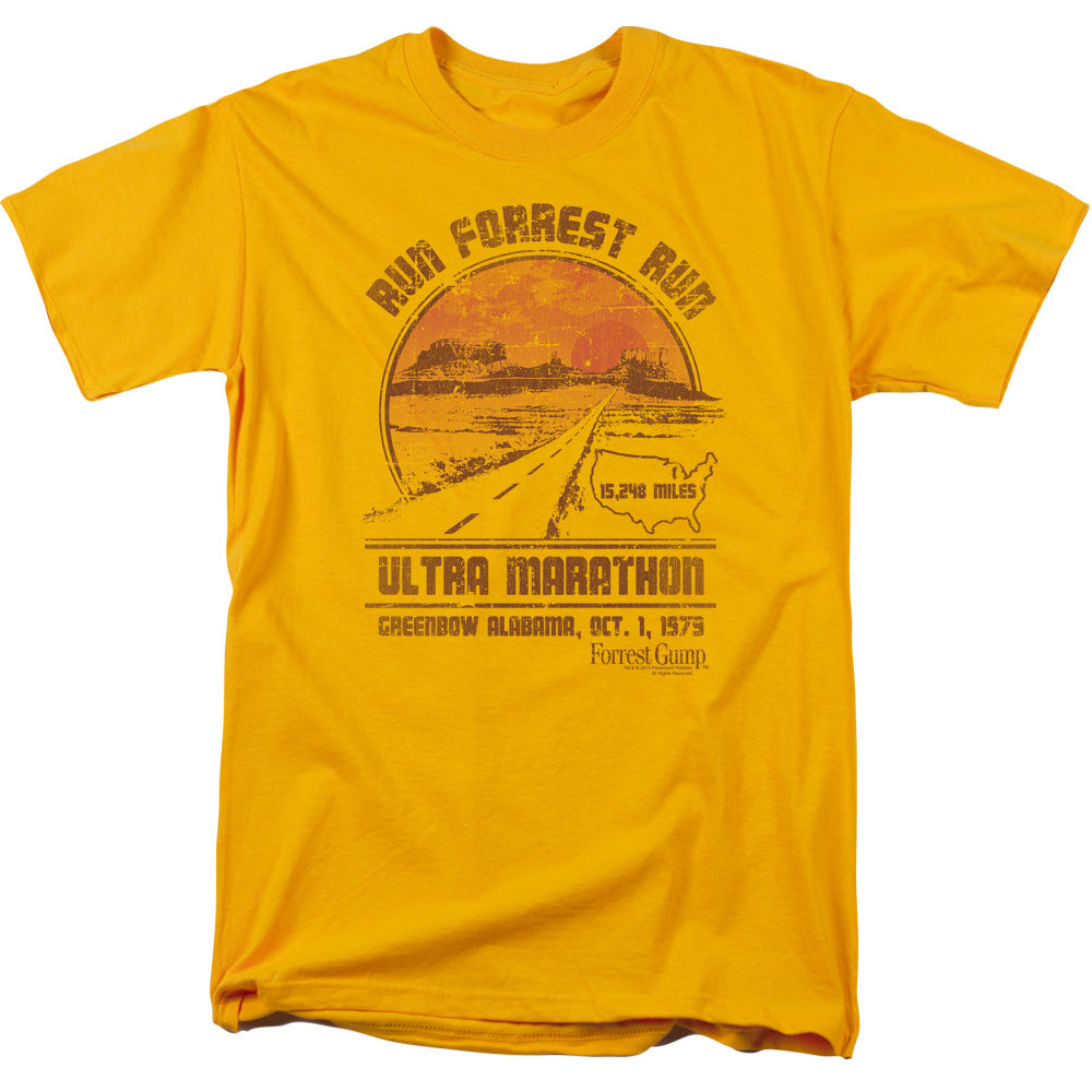 Forrest Gump Ultra Marathon Regular Fit Gold Short Sleeve Shirt - supermanstuff.com