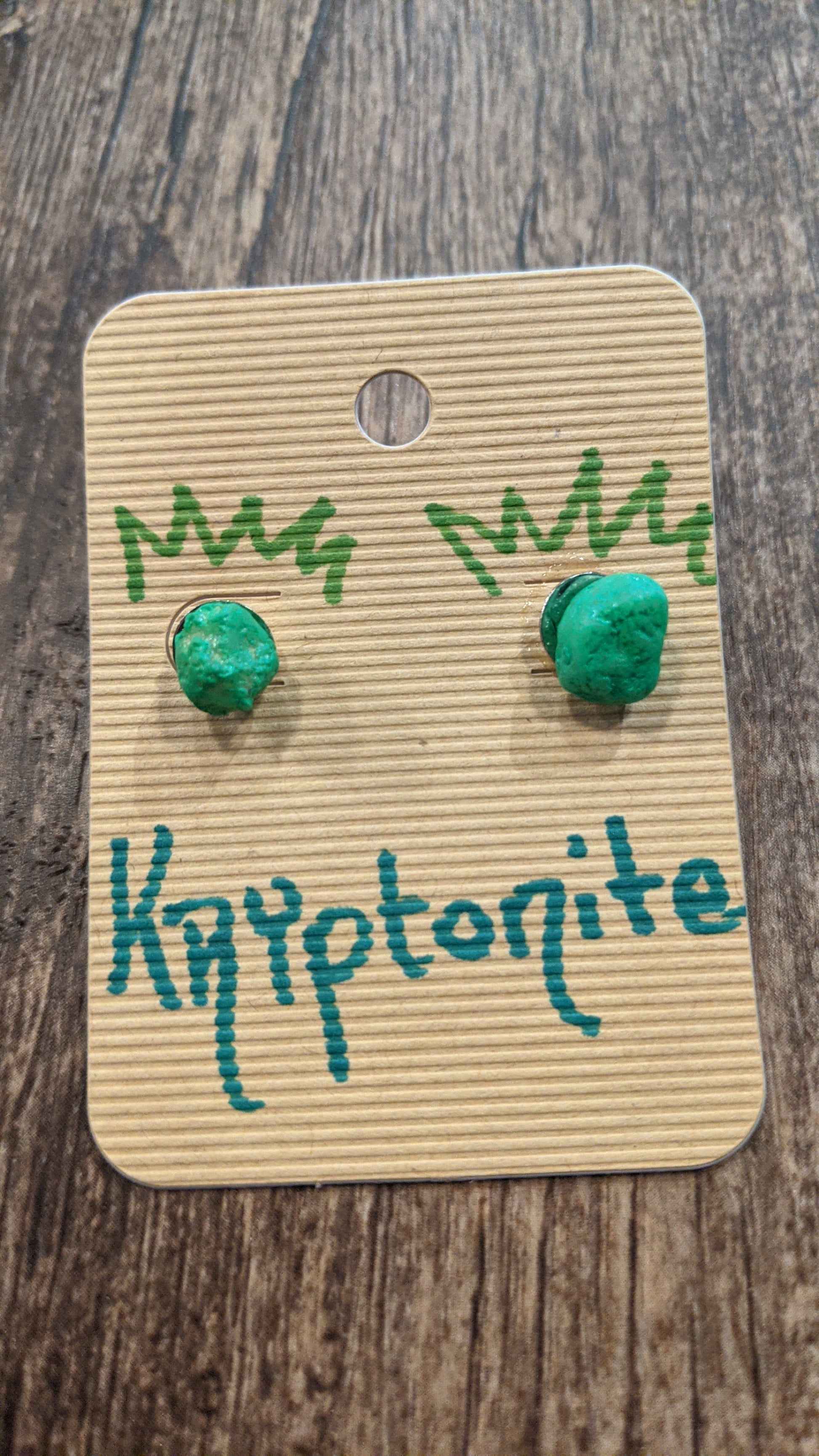 Kryptonite handmade earrings - supermanstuff.com