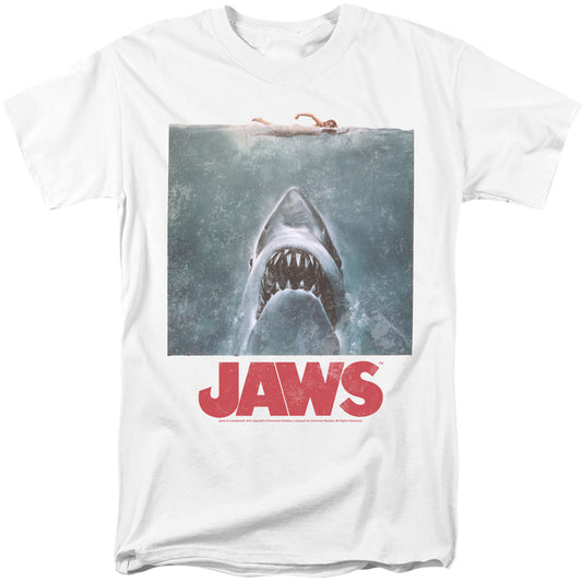 Jaws Distressed Adult Regular Fit White Short Sleeve Shirt