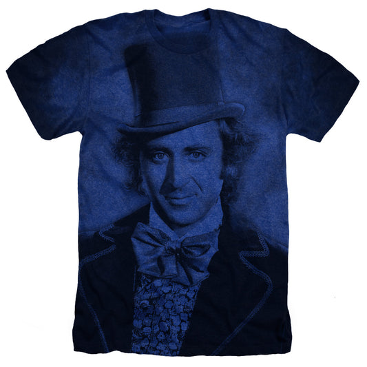 Willy Wonka Portrait Regular Fit Blue Short Sleeve Shirt