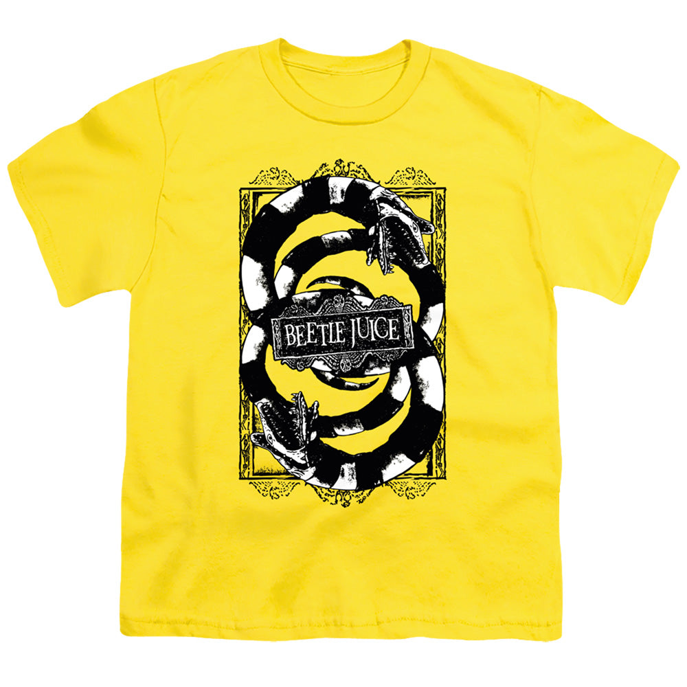 Beetlejuice We Got Sand Worms Regular Fit Youth Yellow Short Sleeve Shirt