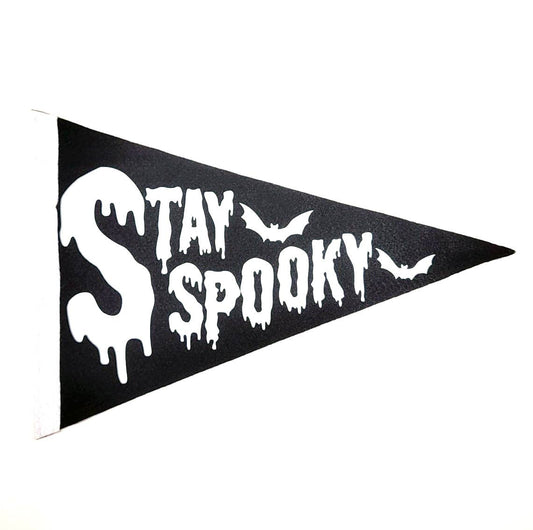 Stay Spooky Halloween 10X15 Black Felt Pennant Banner Flag