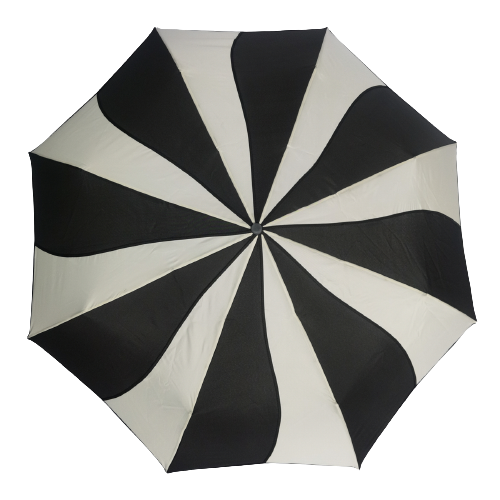 Black and Cream Swirl Folding Umbrella