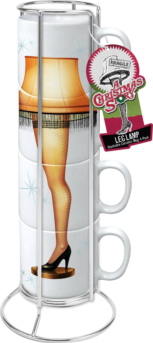 A Christmas Story Leg Lamp Stackable Ceramic Mug 4-PK w/hang