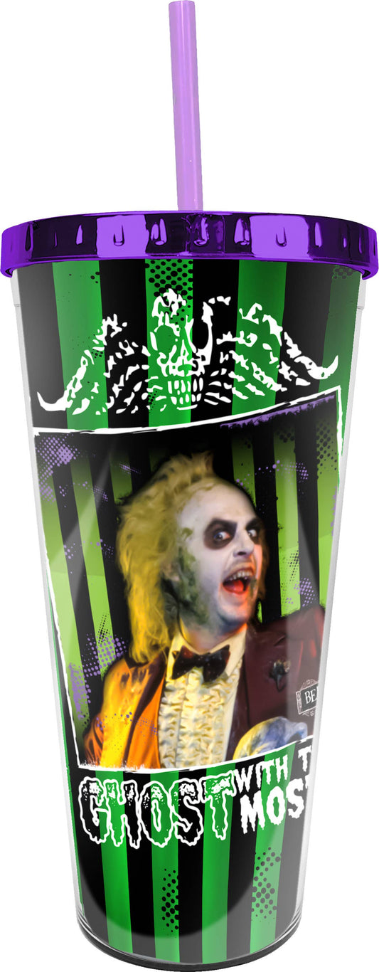 Beetlejuice Foil Cup with Straw