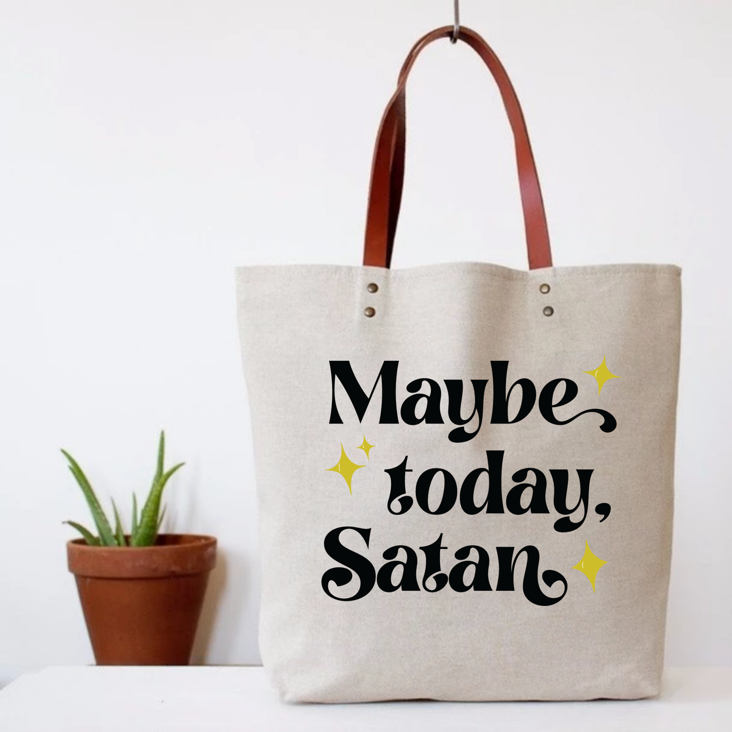 Maybe Today, Satan Tote Bag (funny)