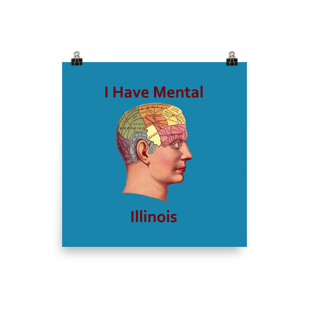 I Have Mental Illinois Phrenology Head Poster Print