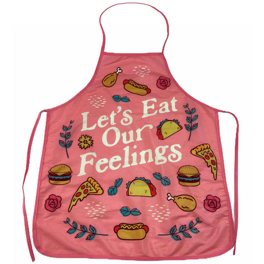 Let's Eat Our Feelings Pink Retro Style Apron