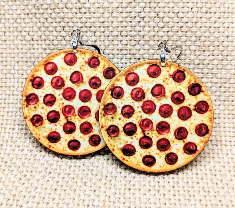 Pizza Earrings / Food Earrings / Foodie Earrings / Pizza Jewelry / Hypoallergenic /  Food Accessory / Food Jewelry - supermanstuff.com