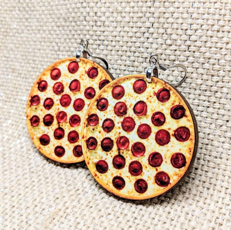 Pizza Earrings / Food Earrings / Foodie Earrings / Pizza Jewelry / Hypoallergenic /  Food Accessory / Food Jewelry - supermanstuff.com