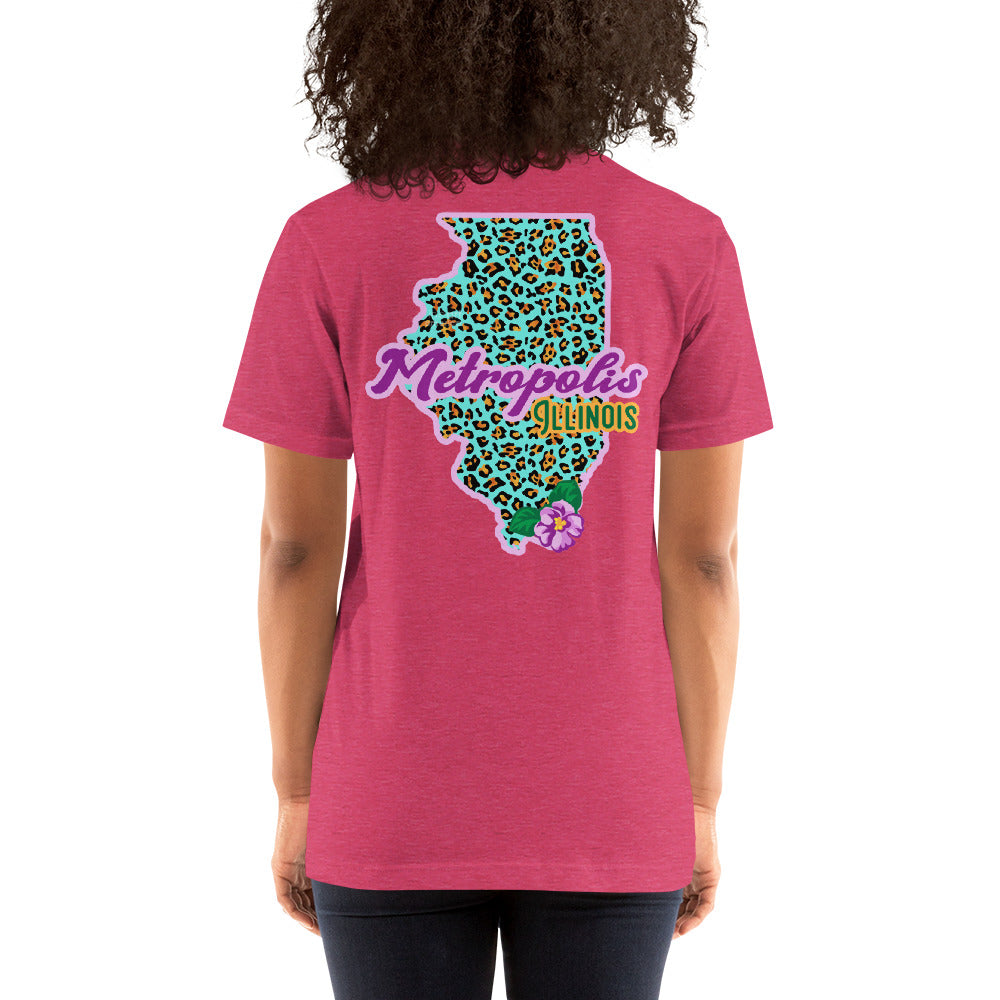 Illinois State Flower Over Leopard Print Metropolis Illinois Unisex Shirt