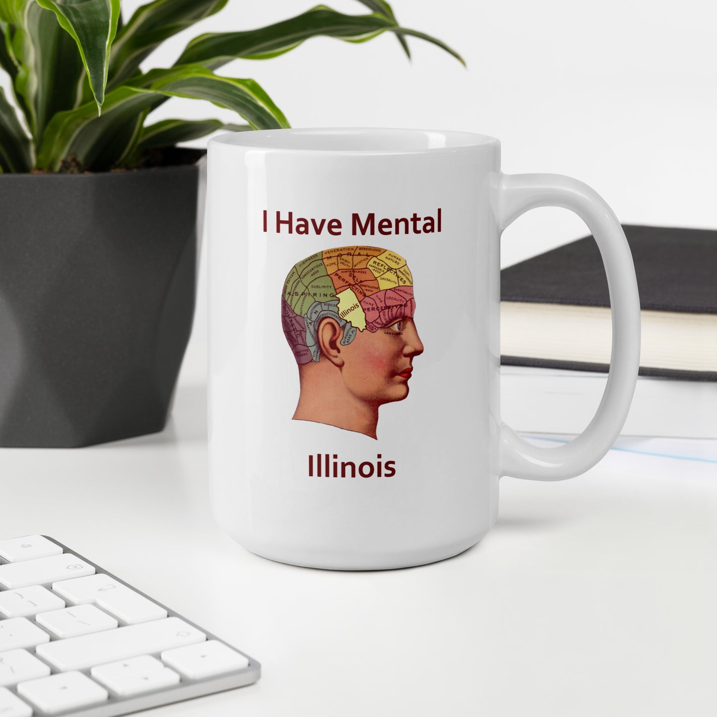 I have Mental Illinois Phrenology Head White Glossy Mug