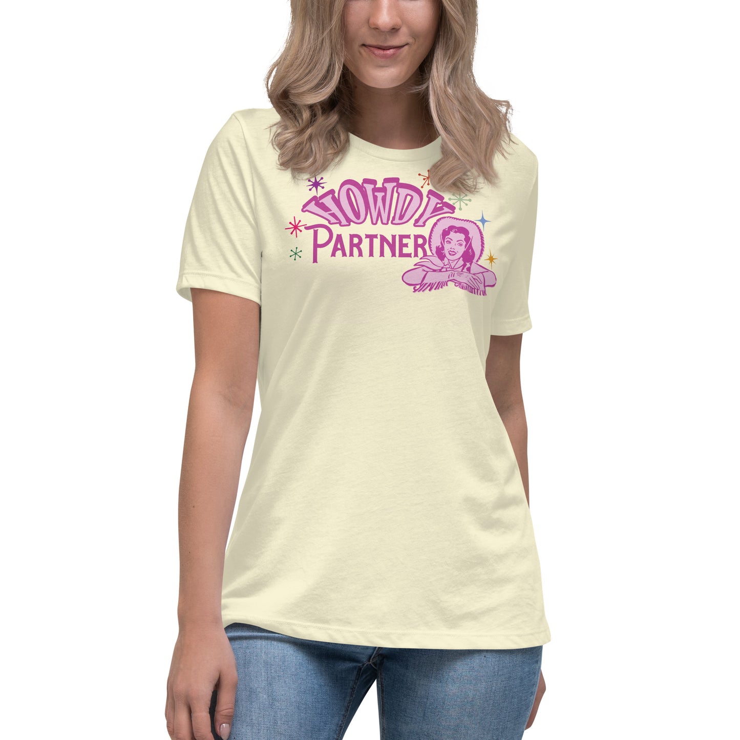 Howdy Partner Retro Cowgirl Women's Relaxed T-Shirt