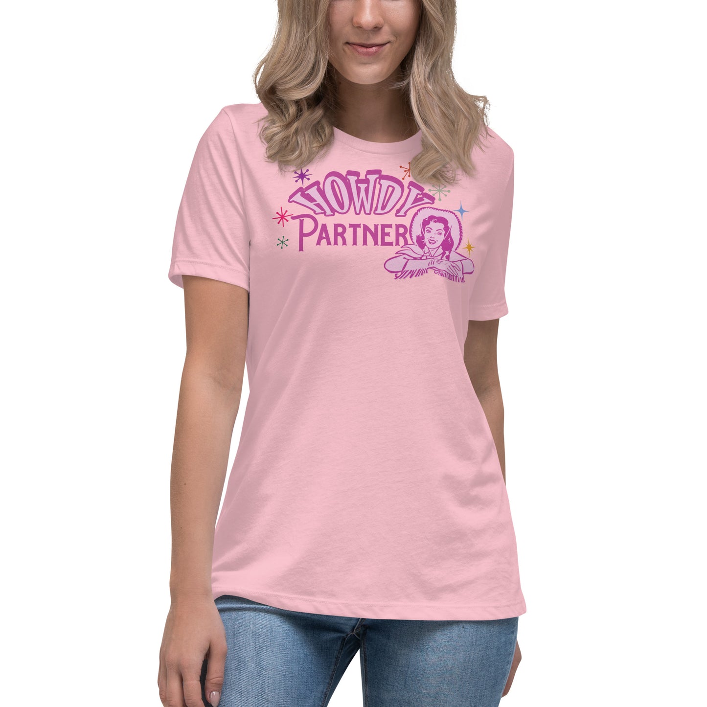 Howdy Partner Retro Cowgirl Women's Relaxed T-Shirt